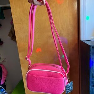 pink & white cross body bag